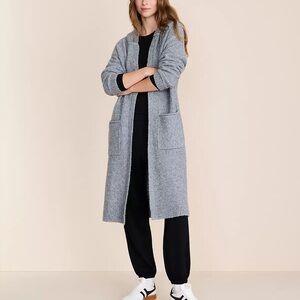 Lou & Grey Boucle Hooded Maxi Cardigan in Solid Grey Color Womens Size XSmall